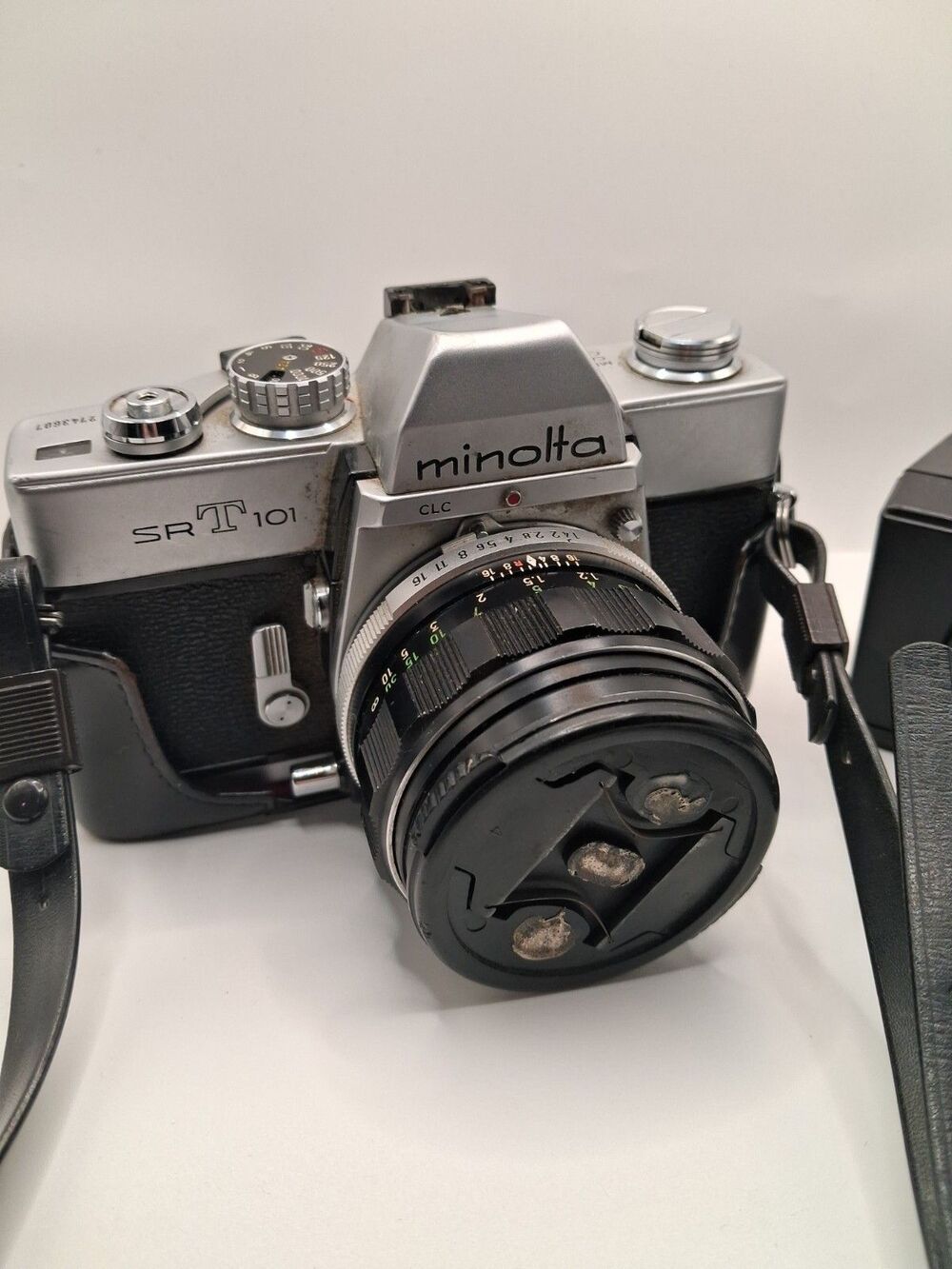 Minolta SR-T 101 35mm SLR Film Camera Silver with Photo Flash Parts only flash b